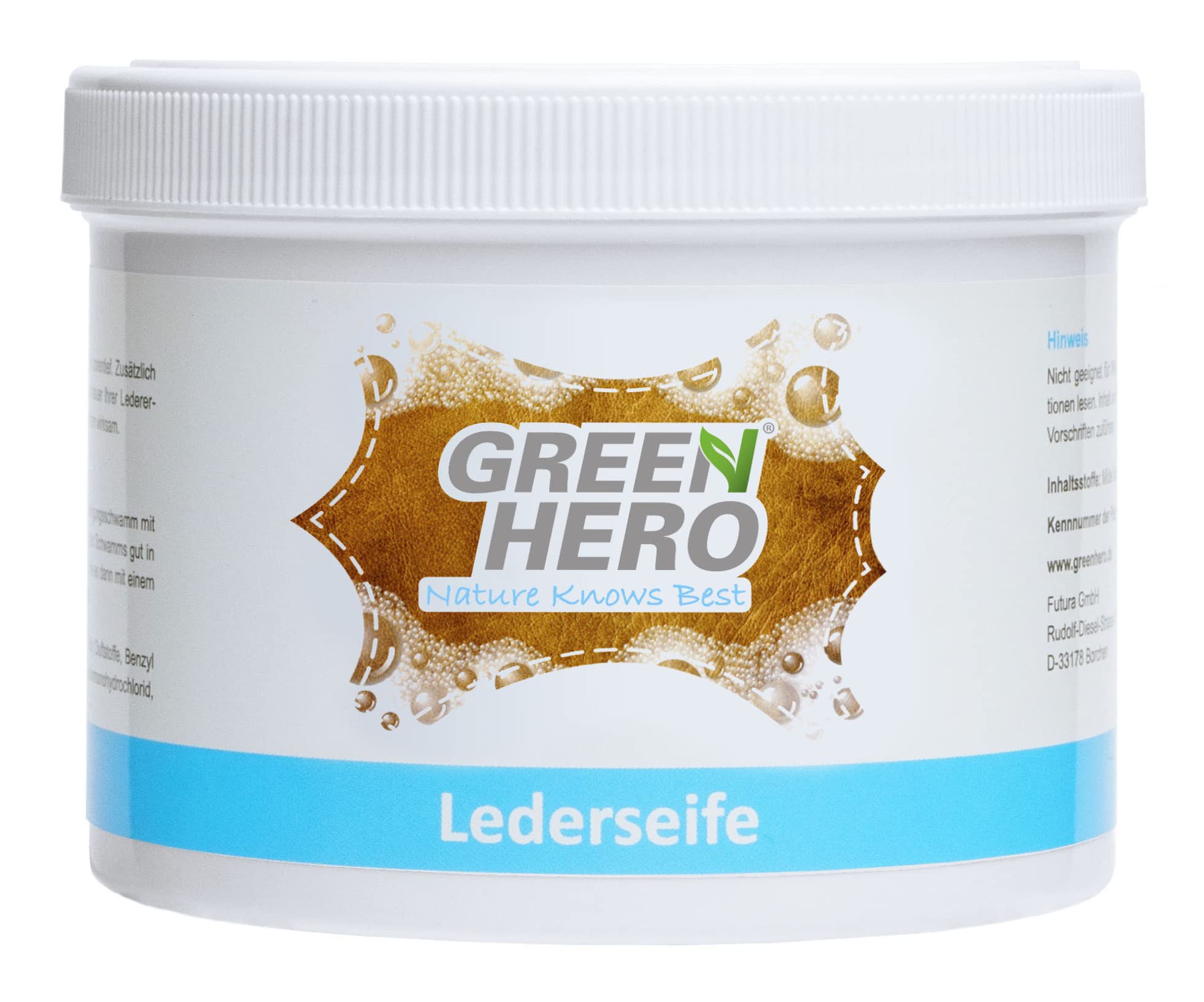 greenhero-lederseife-lederreiniger-500-ml-mit-schwamm image 1
