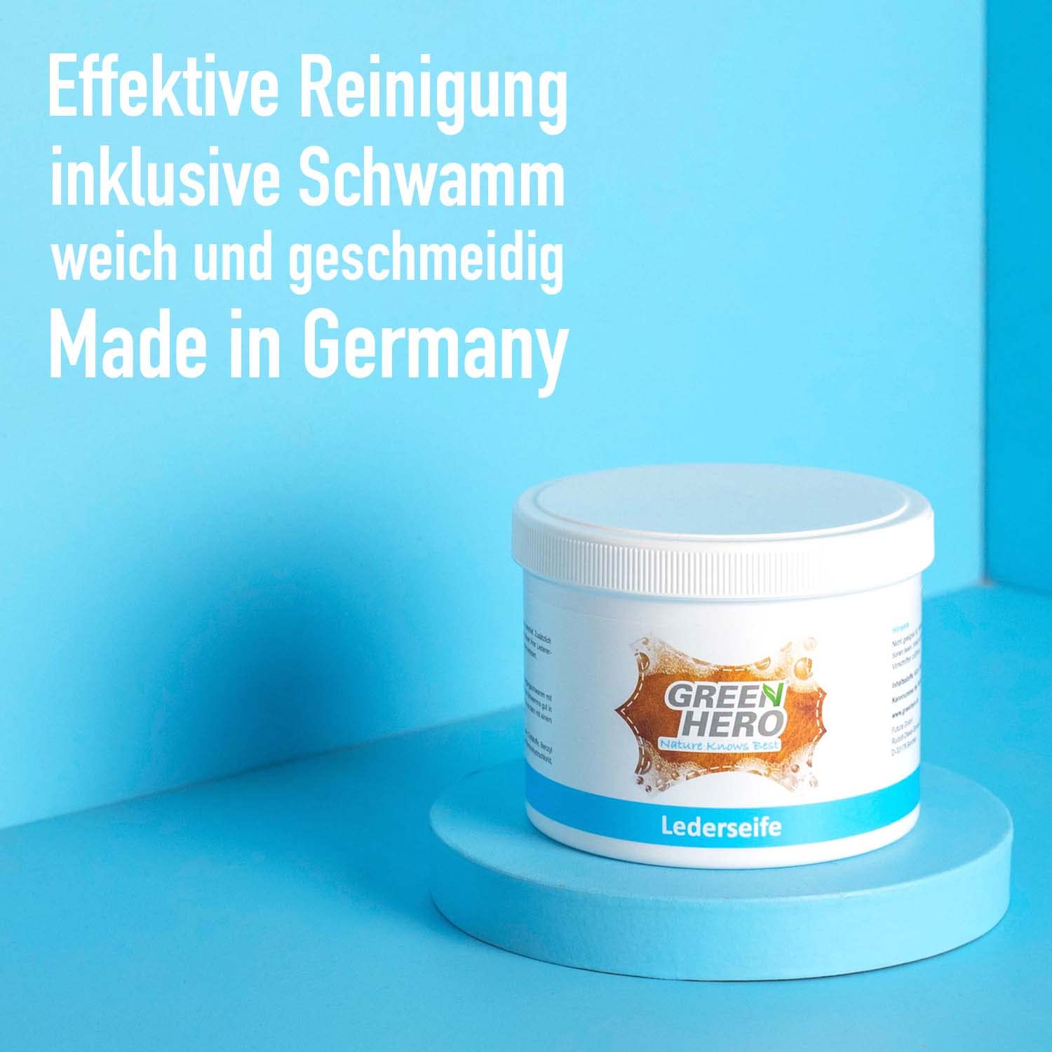 greenhero-lederseife-lederreiniger-500-ml-mit-schwamm image 2