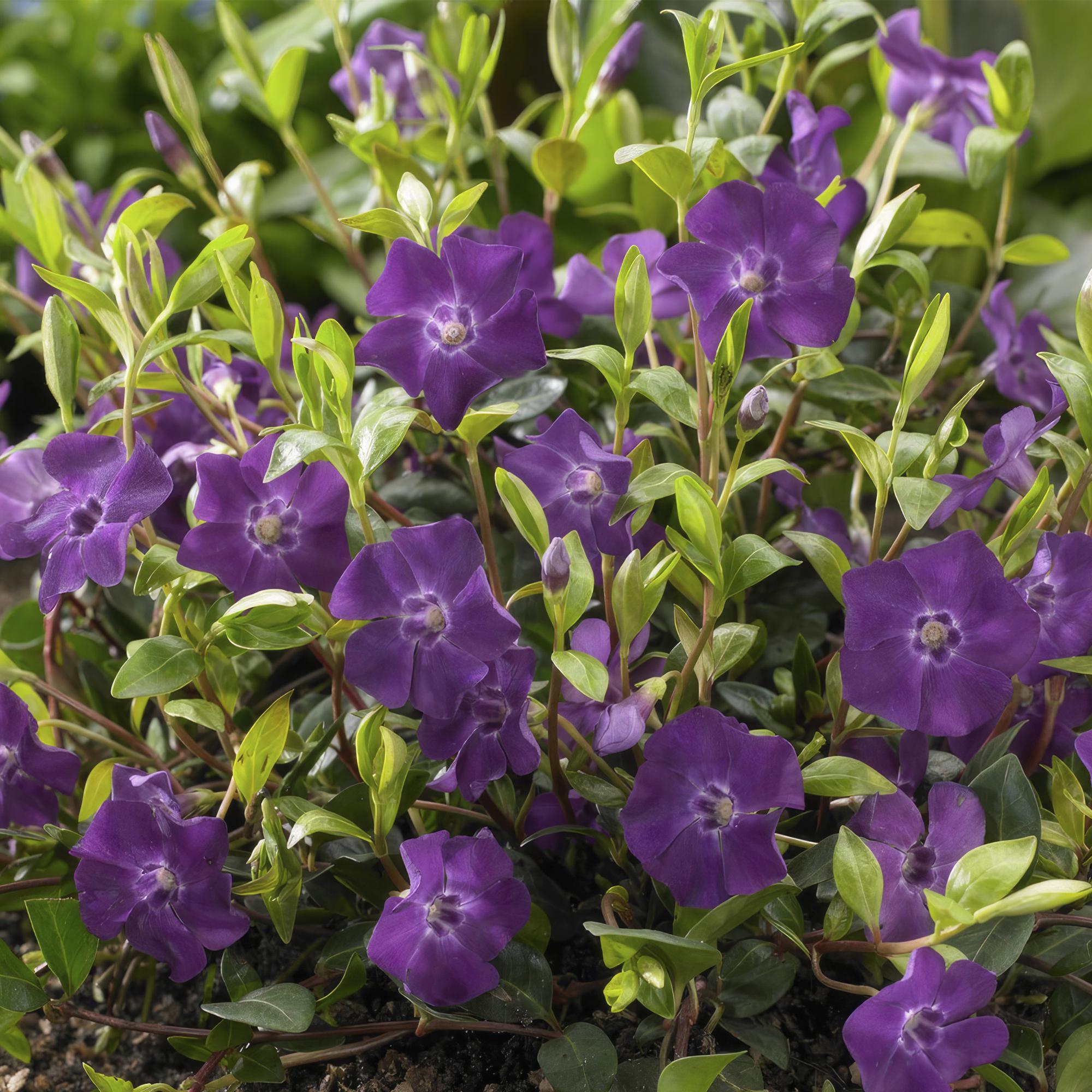 green-guardia-vinca-minor-atropurpurea-bodendecker-6x-winterhart image 4